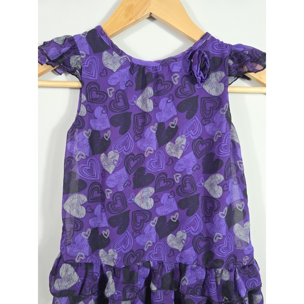 Vintage Y2K George Girls Purple Heart Ruffle Dress 5T Layered Party Cute - Picture 3 of 8